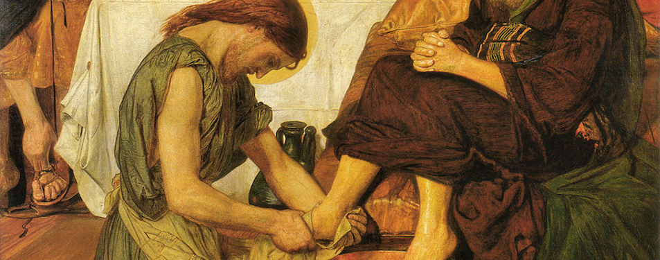 "Jesus washing Peter's feet" by Ford Madox Brown - http://www.tate.org.uk/servlet/ViewWork?workid=1581. Licensed under Public Domain via Commons - https://commons.wikimedia.org/wiki/File:Jesus_washing_Peter%27s_feet.jpg#/media/File:Jesus_washing_Peter%27s_feet.jpg