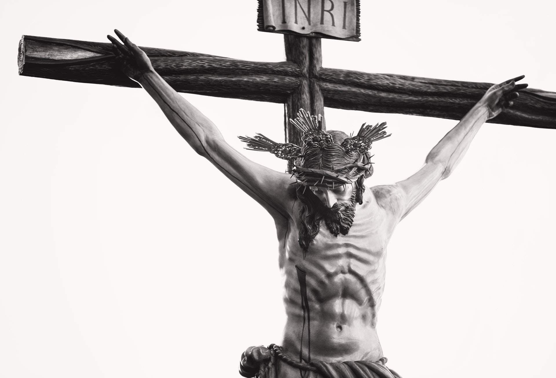 Jesus on cross wearing crown of thorns